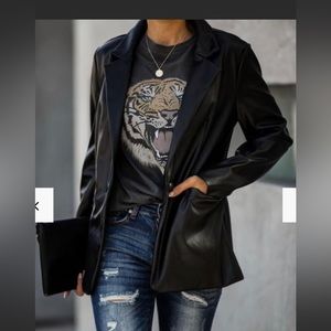 NEW Idem Ditto Faux Leather Blazer
